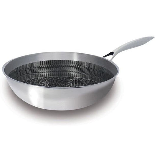 erplain_file_id:738392 - WOK REVÊTU 28CM ACIER INOXYDABLE TRINOX NID D'ABEILLE