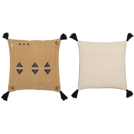 COUSSIN TRIANGLES + FLOCHES COTON NATUREL/NO 50X15X50CM