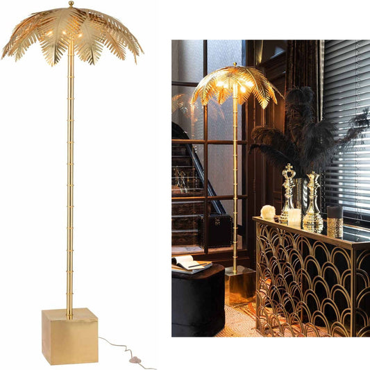 LAMPADAIRE DESIGN "FEUILLE DE COCO" OR 77X77X133CM