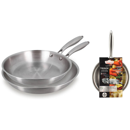 SET 2 POELES TRINOX 24/28CM ACIER INOXYDABLE